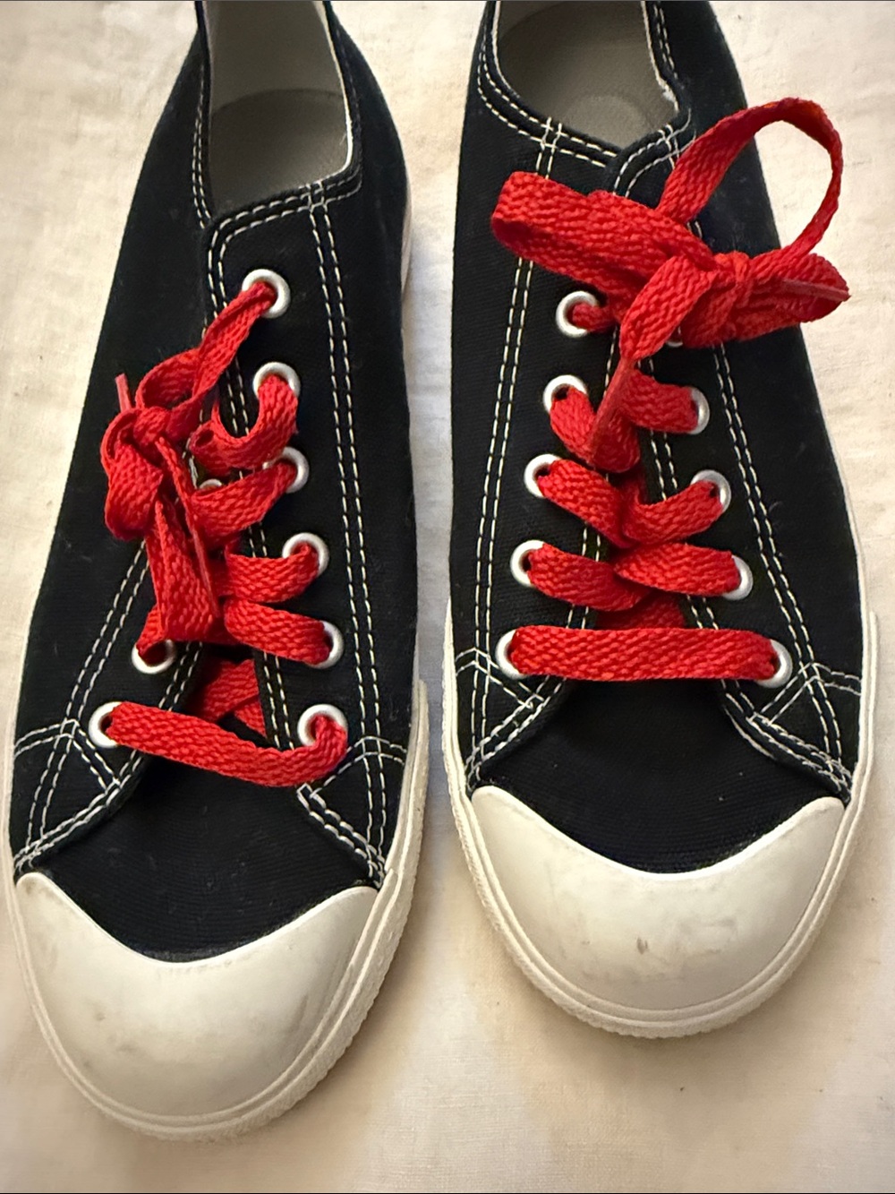 Muji Black Canvas Sneakers with Red Laces - Picture 4 of 5